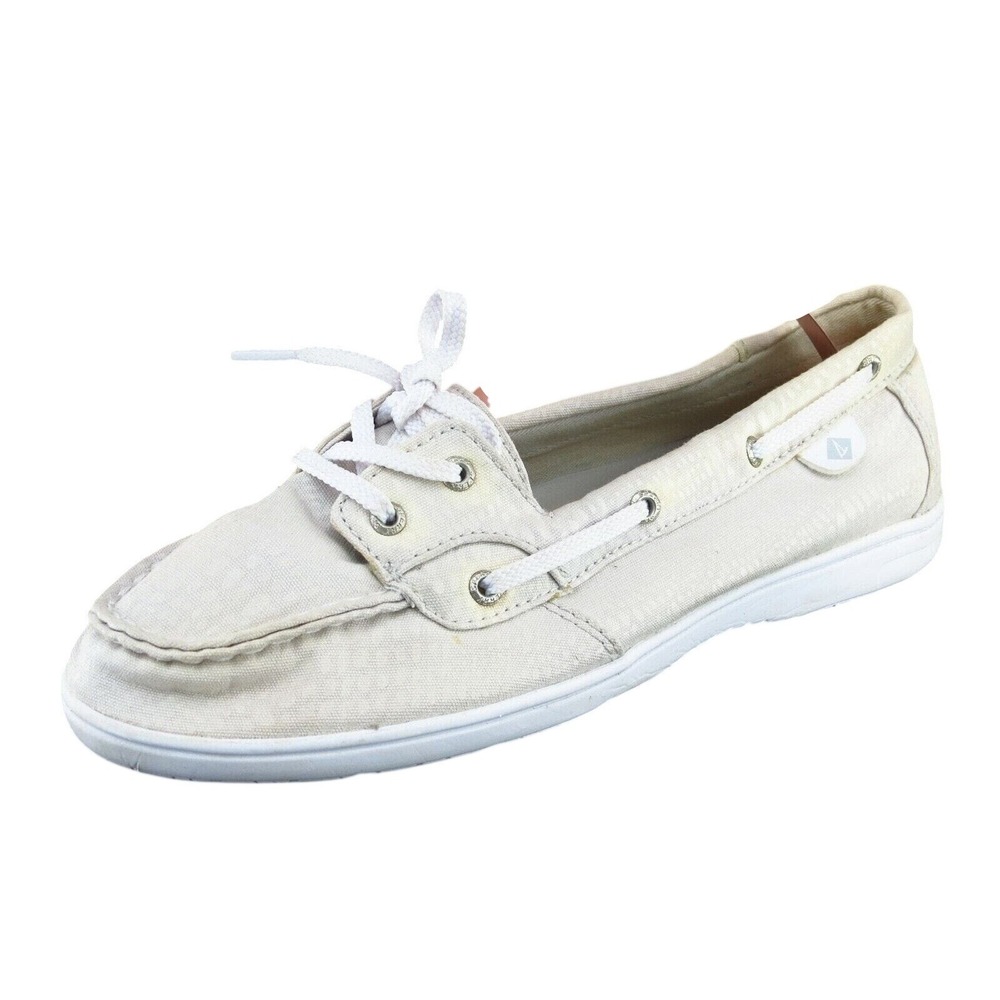 Sperry Top sider Shoes Sz 5.5 M Beige Boat Shoe Fabric Men Shoresider